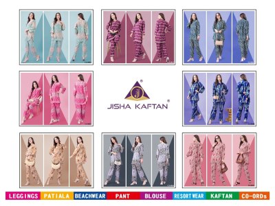Jisha Vol 8 golden foil printed Exclusive Co ord set collection at low rate Size wise Combo Set
