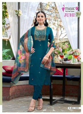Juhi vol 1 by Mystic 9 Premium Quality Gajji Silk embroidered readymade suit catalogue at affordable rate readymade suit catalogs