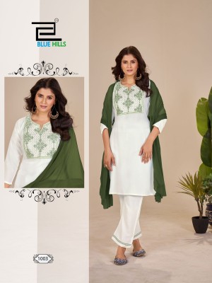 Juliet by blue hills reyon exclusive embroidered top pant and dupatta catalogue at low rate readymade suit catalogs