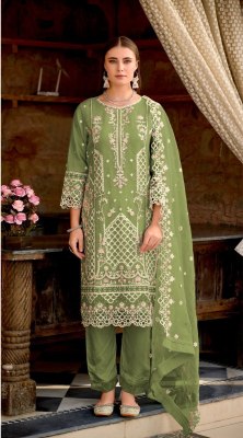 K 5195 by Shree fab Heavy Organza embroidered khatli work dress material at low rate Shree fab