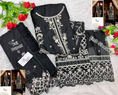 K 5195 by Shree fab Heavy Organza embroidered khatli work dress material at low rate salwar kameez catalogs