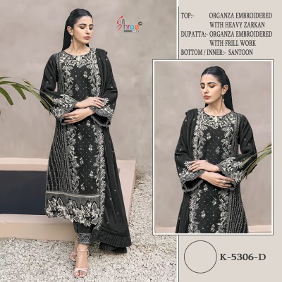 K 5306 by Shree Fab Heavy Organza Embroidered unstitched dress material catalogue at affordable rate  dress material catalogs