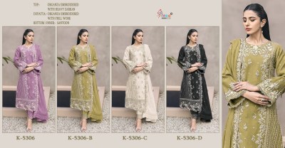 K 5306 by Shree Fab Heavy Organza Embroidered unstitched dress material catalogue at affordable rate  dress material catalogs