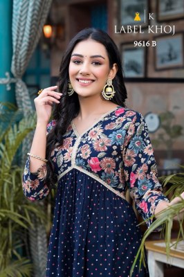 K by label khoj a line alia kurti with heavy reyon foil print kurti catalog at wholesale price Amavi