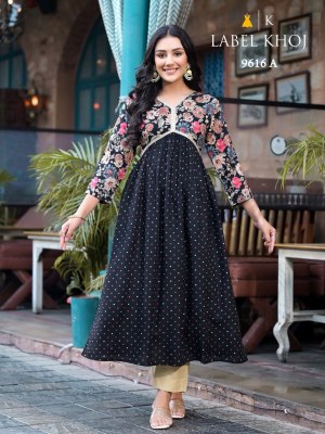 K by label khoj a line alia kurti with heavy reyon foil print kurti catalog at wholesale price kurtis catalogs