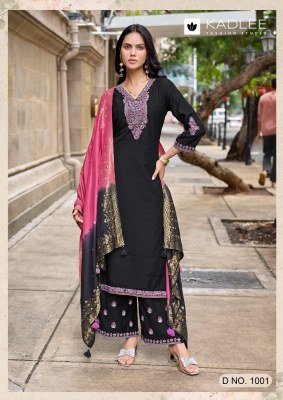 KADLEE Indriya Design 6 Heavy Rayon Thread & Handwork 3-Piece Suit readymade suit catalogs