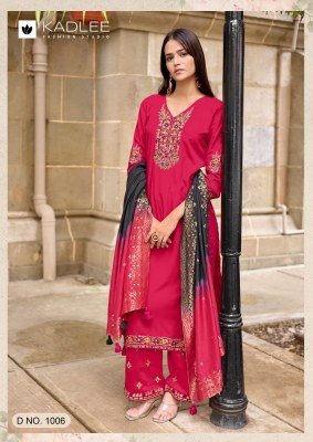 KADLEE Indriya Design 6 Heavy Rayon Thread & Handwork 3-Piece Suit readymade suit catalogs