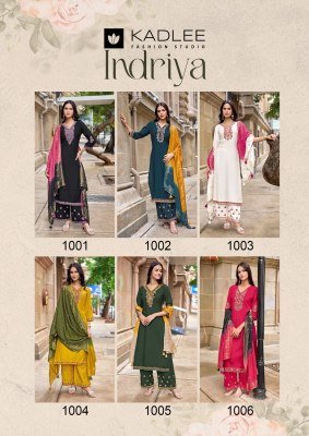 KADLEE Indriya Design 6 Heavy Rayon Thread & Handwork 3-Piece Suit readymade suit catalogs