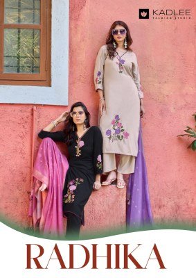 KADLEE Radhika Heavy Rayon 3-Piece Suit with Dupatta 