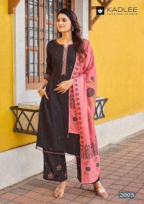 KADLEE Roohani Rayon Handwork and Thread Work 3-Piece Suit Set kurti pant with dupatta Catalogs
