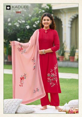 KADLEE SAAJ Heavy Rayon 3-Piece Suit with Dupatta kurti pant with dupatta Catalogs