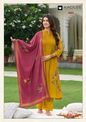 KADLEE SAAJ Heavy Rayon 3-Piece Suit with Dupatta kurti pant with dupatta Catalogs