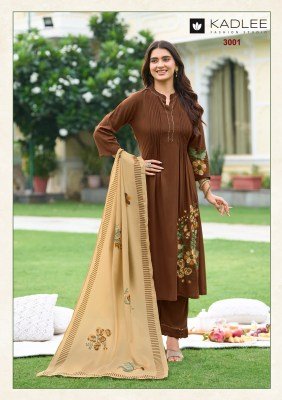 KADLEE SAAJ Heavy Rayon 3-Piece Suit with Dupatta kurti pant with dupatta Catalogs