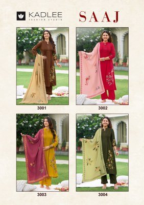 KADLEE SAAJ Heavy Rayon 3-Piece Suit with Dupatta kurti pant with dupatta Catalogs