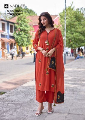 KADLEE Vasant Heavy Rayon Handwork 3-Piece Suit with Dupatta kurti pant with dupatta Catalogs