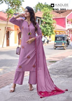 KADLEE Vasant Heavy Rayon Handwork 3-Piece Suit with Dupatta kurti pant with dupatta Catalogs