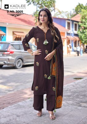 KADLEE Vasant Heavy Rayon Handwork 3-Piece Suit with Dupatta kurti pant with dupatta Catalogs