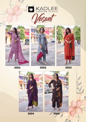 KADLEE Vasant Heavy Rayon Handwork 3-Piece Suit with Dupatta kurti pant with dupatta Catalogs