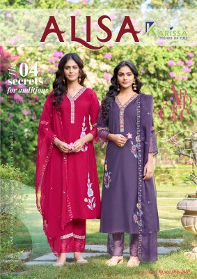 KARISSA ALISA Heavy Viscose Roman A-Line Top Pant Dupatta Set wholesale catalogs
