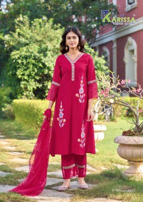 KARISSA ALISA Heavy Viscose Roman A-Line Top Pant Dupatta Set kurti pant with dupatta Catalogs