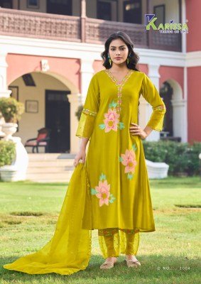 KARISSA ALISA Heavy Viscose Roman A-Line Top Pant Dupatta Set kurti pant with dupatta Catalogs