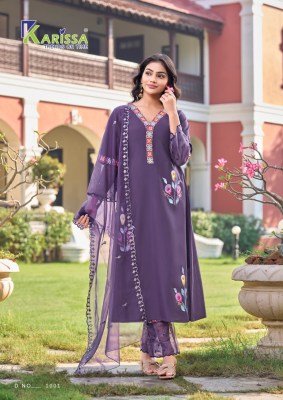 KARISSA ALISA Heavy Viscose Roman A-Line Top Pant Dupatta Set kurti pant with dupatta Catalogs
