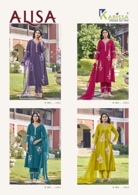 KARISSA ALISA Heavy Viscose Roman A-Line Top Pant Dupatta Set kurti pant with dupatta Catalogs