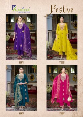 KARISSA FESTIVE Premium Mall Chanderi Flared Top Pant with Dupatta kurti pant with dupatta Catalogs