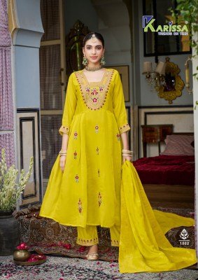 KARISSA FESTIVE Premium Mall Chanderi Flared Top Pant with Dupatta kurti pant with dupatta Catalogs