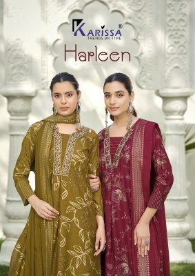 KARISSA HARLEEN 3-Piece Straight Cut Kurti Pant Dupatta with Foil Print wholesale catalogs