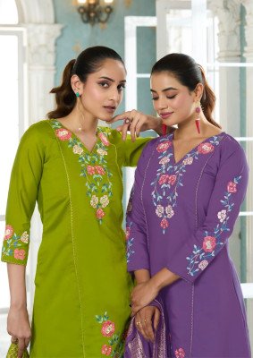 KARISSA ORION A-Line Viscose Kurti Pant Dupatta Set 