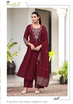 KARISSA SUPRIYA Premium Viscose Coral Silk 3-Piece Suit  kurti pant with dupatta Catalogs