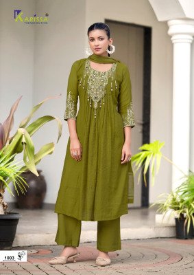 KARISSA SUPRIYA Premium Viscose Coral Silk 3-Piece Suit  kurti pant with dupatta Catalogs