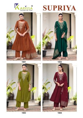 KARISSA SUPRIYA Premium Viscose Coral Silk 3-Piece Suit  kurti pant with dupatta Catalogs