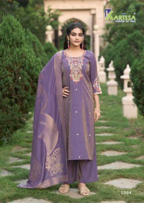 Karissa Aarohi 4Pcs Premium Heavy Viscose Simmar Catalogue Wholesale Rate  readymade suit catalogs
