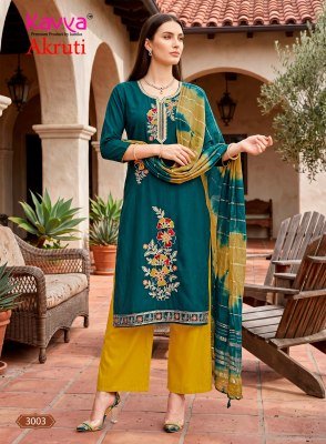 KAVYA AKRUTI Vol-3 Roman Silk Straight Kurti Pant Dupatta kurti pant with dupatta Catalogs