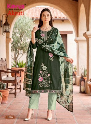 KAVYA AKRUTI Vol-3 Roman Silk Straight Kurti Pant Dupatta kurti pant with dupatta Catalogs