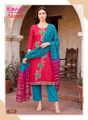 KAVYA AKRUTI Vol-3 Roman Silk Straight Kurti Pant Dupatta kurti pant with dupatta Catalogs