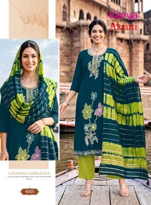 KAVYA AKRUTI Vol-4 Roman Silk Straight Kurti Pant Set with Dupatta kurti pant with dupatta Catalogs