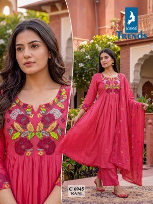 KAVYA D.No. 6945 3-Piece Plazzo Suit with Dupatta Size wise Combo Set