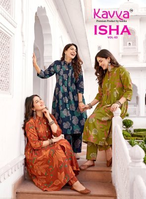 KAVYA ISHA VOL. 3 Vatican Printed Cord Set with Pleated Top and Pants wholesale catalogs