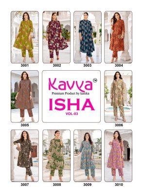 KAVYA ISHA VOL. 3 Vatican Printed Cord Set with Pleated Top and Pants co ord set catalogs