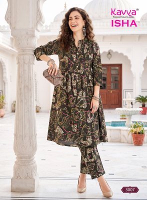 KAVYA ISHA VOL. 3 Vatican Printed Cord Set with Pleated Top and Pants co ord set catalogs