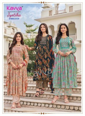 KAVYA JYOTIKA Vol-41 Umbrella Cut Capsule Foil Print Kurti Pant Dupatta Set kurti pant with dupatta Catalogs
