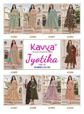 KAVYA JYOTIKA Vol-41 Umbrella Cut Capsule Foil Print Kurti Pant Dupatta Set kurti pant with dupatta Catalogs