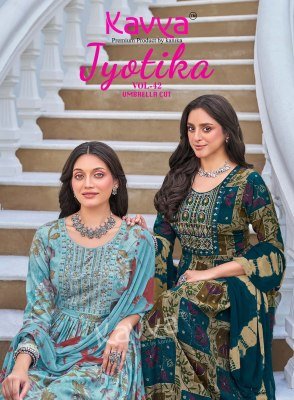 KAVYA JYOTIKA Vol-42 Umbrella Cut Foil Print Kurti Pant Dupatta Set wholesale catalogs