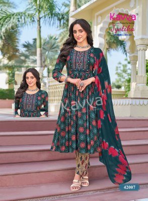 KAVYA JYOTIKA Vol-42 Umbrella Cut Foil Print Kurti Pant Dupatta Set kurti pant with dupatta Catalogs