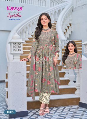 KAVYA JYOTIKA Vol-42 Umbrella Cut Foil Print Kurti Pant Dupatta Set kurti pant with dupatta Catalogs