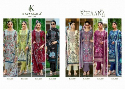 KAVYA KALA Couture RIHAANA Vol-17 Designer Lawn Cotton 3-Piece Suit Set dress material catalogs