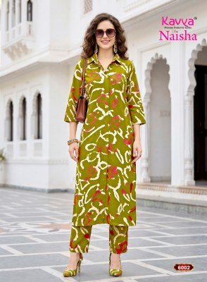 KAVYA NAISHA Vol-6 Cord Set Egyptian Rayon Stitched Top and Pant with Pocket co ord set catalogs
